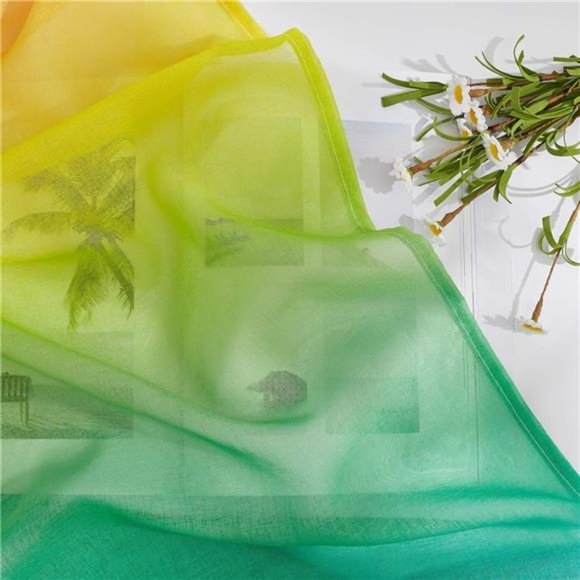 Colorful Curtains Rainbow Sheer Curtains for Bedroom Girls Room Decor, Ombre - Picture 4 of 6